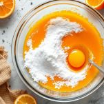 Impasto mescolato con uovo e scorza d’arancia