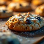 Teglia con biscotti dorati durante la cottura