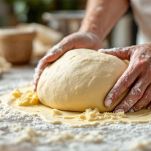 Panetto elastico e lucido sul piano di lavoro