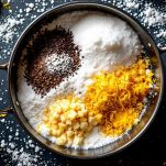 Zucchero, amidi e aromi mescolati nella casseruola