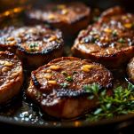 Fettine di fegato dorate durante la cottura