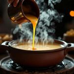 Fonduta cremosa pronta da gustare con pane