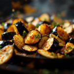 Cubetti di melanzane ben cotti e dorati