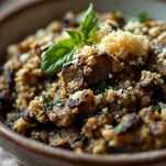 Composto di melanzane con ingredienti aromatici
