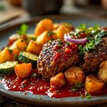 Polpette dorate con contorno