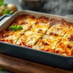 Lasagne servite con vino