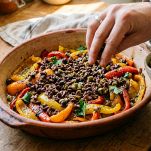 Olive tritate sui peperoni