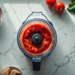 Frullate i pomodori e stendete la pasta nella teglia