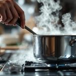 Pentola con acqua calda