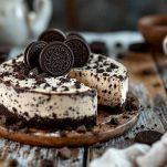 Torta ricoperta di glassa e decorata con Oreo