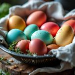 Uova colorate durante il riposo nei liquidi