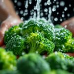 Broccoli lavati e divisi in piccoli pezzi