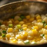 Porro che cuoce nel burro in pentola