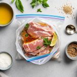 Filetto inserito in un sacchetto con la marinatura pronta