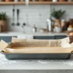 Teglia con impasto di castagne pronto per il forno