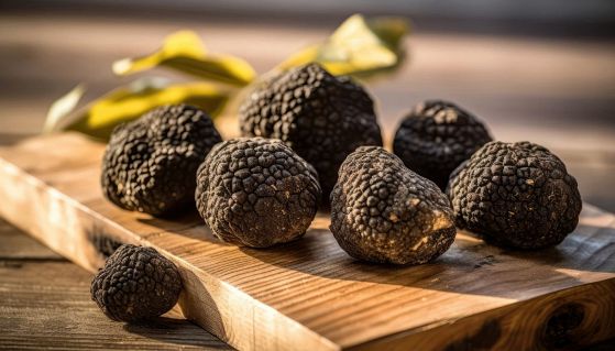 I tartufi neri su un vassoio