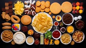 Tavolo con tanti cibi ultraprocessati