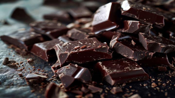 Invitante cioccolato tagliato a cubetti e scaglie