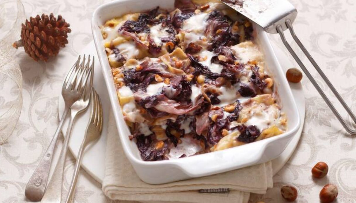 Lasagne radicchio e funghi