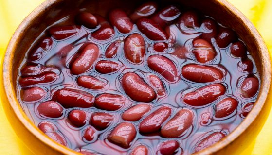 Particolare dessert di fagioli rossi