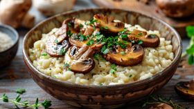 Un risotto essenziale ma imperdibile, tutto incentrato sui funghi