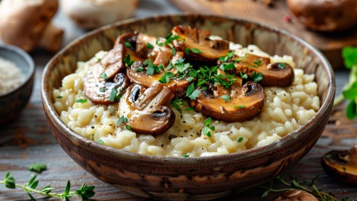 Un risotto essenziale ma imperdibile, tutto incentrato sui funghi