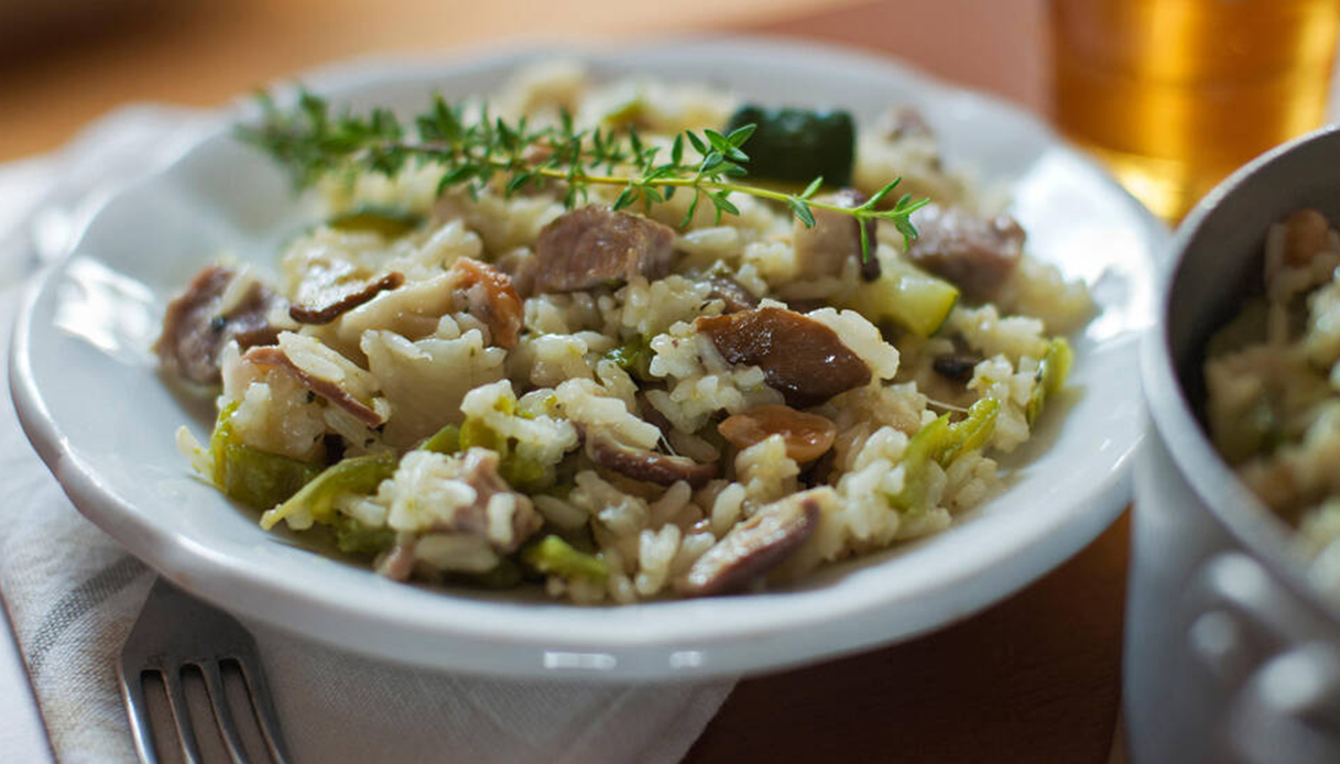 Risotto funghi e zucchine