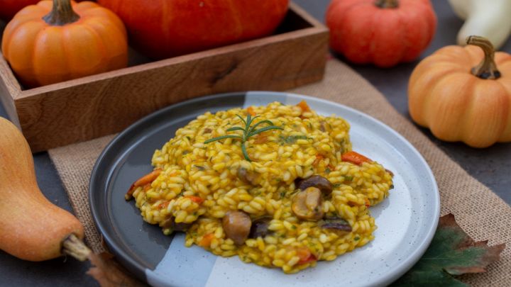 Risotto con zucca e castagne