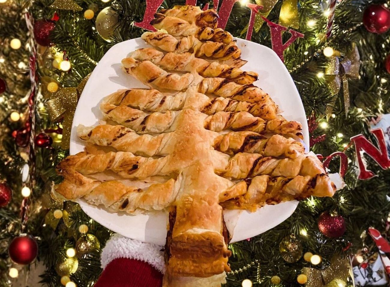 Albero di natale di pasta sfoglia