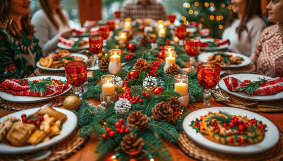 Bellissima tavola apparecchiata per Natale