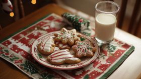Biscotti di Natale con bicchiere di latte