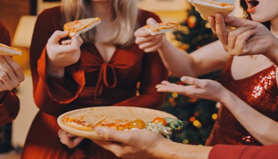 Party di Natale con cibo delizioso