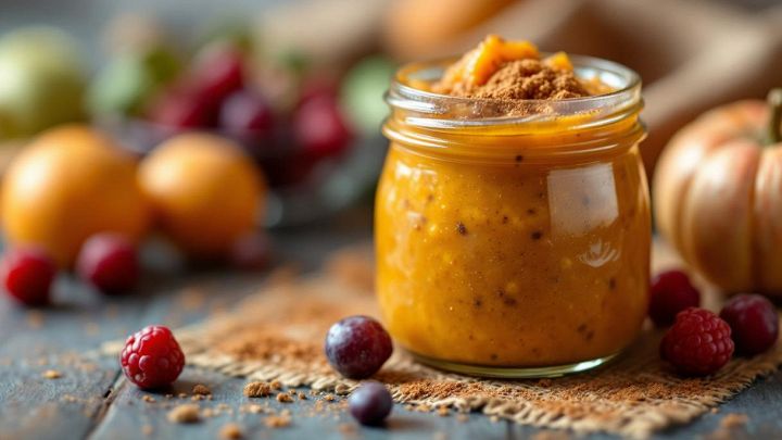 mostarda di frutta nel barattolo di vetro con cannella