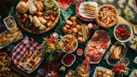 Tavola imbandita con cibi squisiti e invitanti