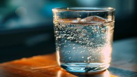 Bicchiere d'acqua con bollicine