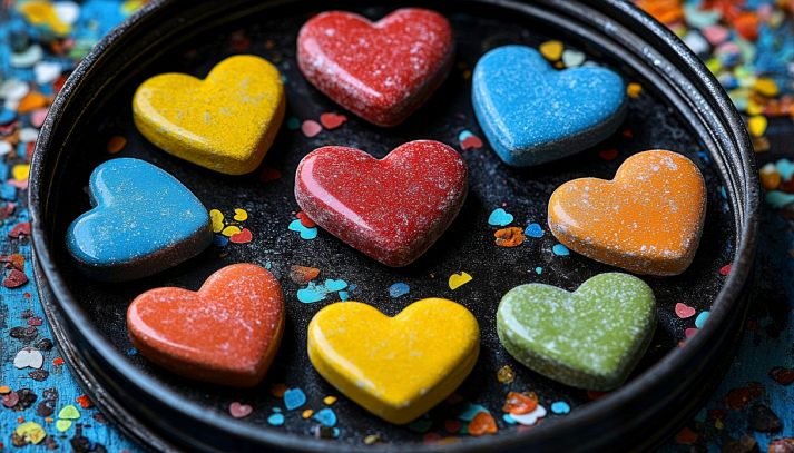 Dolcetti colorati a forma di cuore