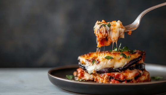 Melanzane alla parmigiana con formaggio filante