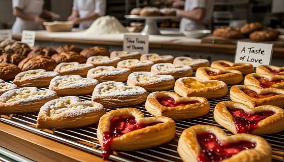 Pasticcini a forma di cuore su griglia di raffreddamento