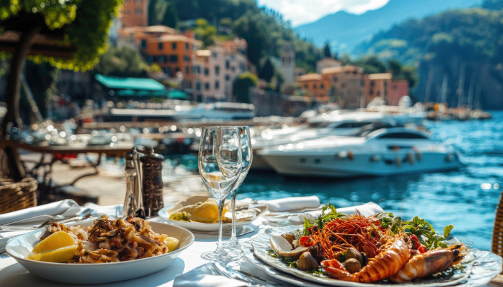 Tavolo apparecchiato in ristorante gourmet con piatto fine dining, simbolo di viaggio gastronomico e selezione Michelin