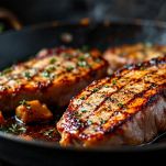 Tegame con petti d’anatra che si dorano su entrambi i lati