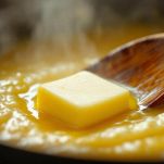 Salsa nel tegame mentre il burro si scioglie e la rende più cremosa