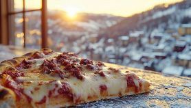 Trancio di pizza vista montagna olimpiadi