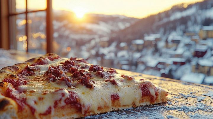 Trancio di pizza vista montagna olimpiadi