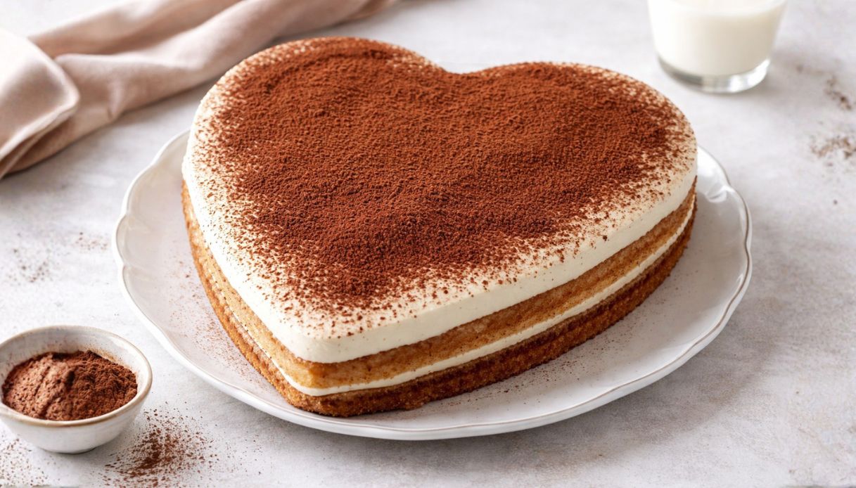 Tiramisù a forma di cuore