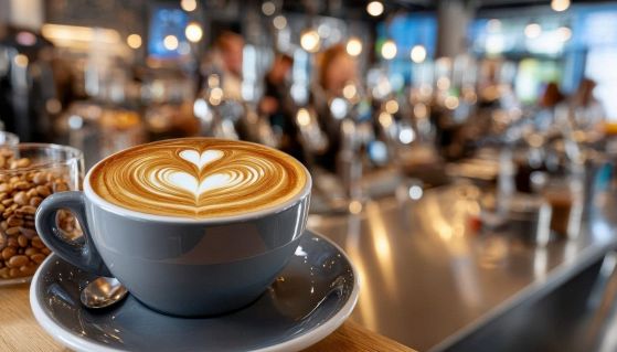 Cappuccino al bancone di una caffetteria