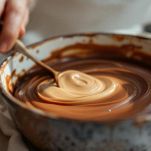 Crema liscia che si raffredda a temperatura ambiente