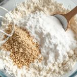 Farina, lievito e zucchero in ciotola