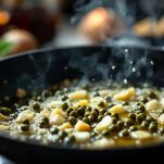 Padella con aglio e capperi in cottura