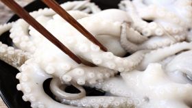 Polpo fresco da mangiare con le bacchette