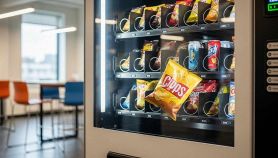 Distributori automatici o vending machine con patatine e dolci nella scuola